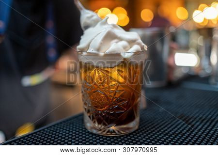 Affogato, Italian Coffee-based Dessert With Vanilla Ice Cream Topped Or Drowned With A Shot Of Hot E