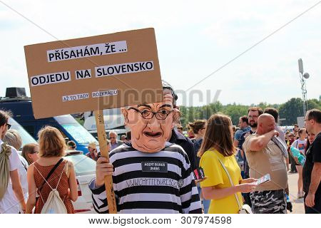 Prague, Czech Republic - June 23 2019: Crowd Of People Protests Against Prime Minister Babis And Min