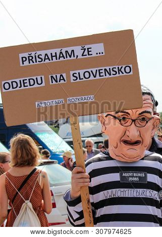 Prague, Czech Republic - June 23 2019: Crowd Of People Protests Against Prime Minister Babis And Min