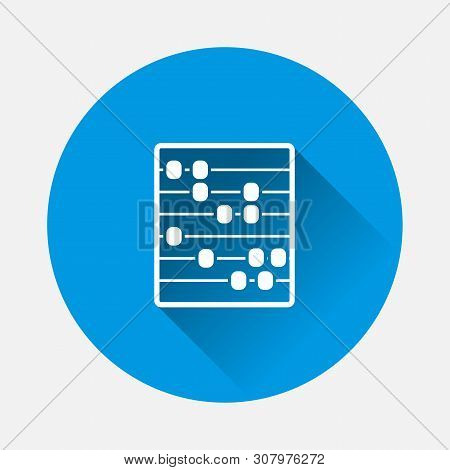 Vector Illustration Abacus On Blue Background. Flat Image Wooden Abacus For Learning Account And Mat