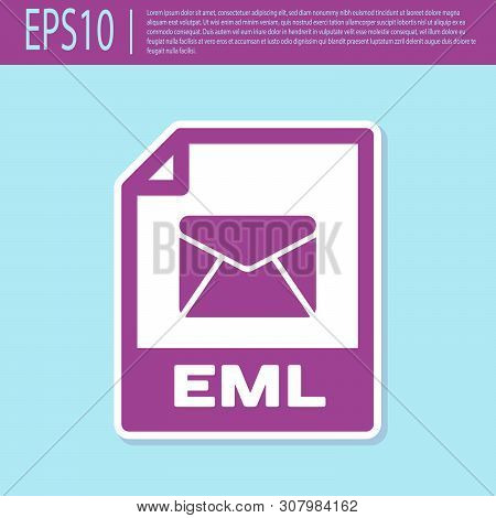 Retro Purple Eml File Document Icon. Download Eml Button Icon Isolated On Turquoise Background. Eml 