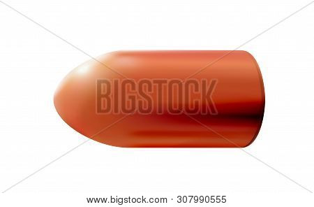 Isolated Coppered Bullet, 3d Realistic Coppered Copper Object On Light Background, Firing Part Of Th
