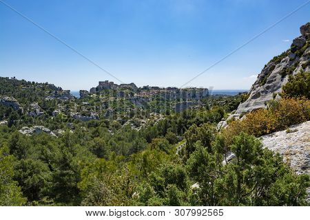 Landscape With Rocks Of Alpilles Mountains In Provence, South Of France