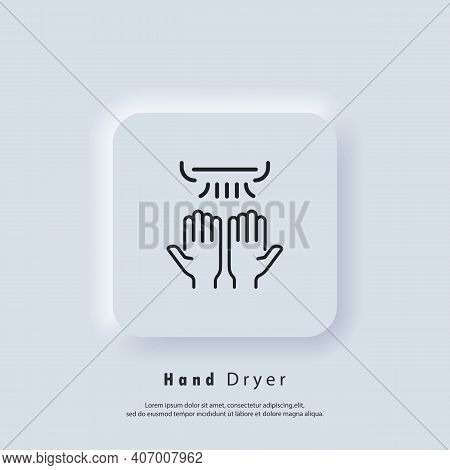 Hand Dryer Icon. Thin Line Hand Dryer Logo. Vector. Ui Icon. Neumorphic Ui Ux White User Interface W