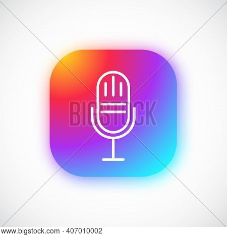 Retro Microphone Icon. Bright Emblem For Podcast, Radio Or Music Show. Gradient Button With Mic Sign