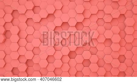 Tech background in a pastel red color. 3D illustration.