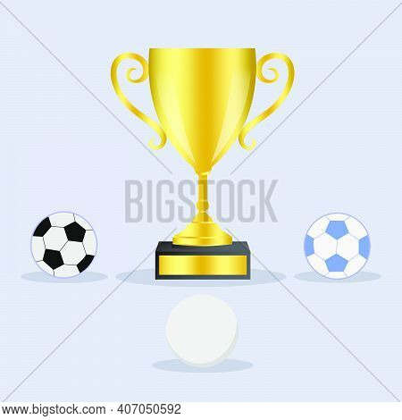 Golden Trophy With Three Balls Flat Design
