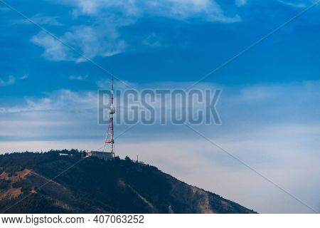Antenna Of Communication Building And Blue Sky