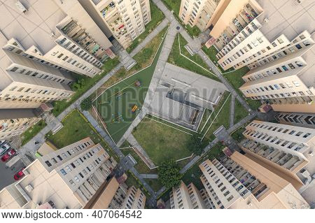 Lima, Peru - February 05, 2021: Aerial View Of Huaca Archeological Site In San Miguel Disctrict. Anc