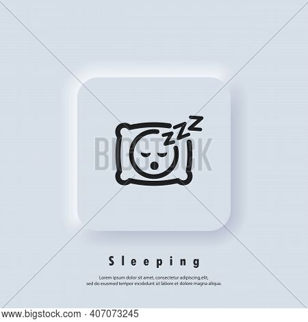 Sleeping Icon. Pillow. Sleep. An Image Of A Person Having A Dreamful Slumber In Bed On A Pillow With