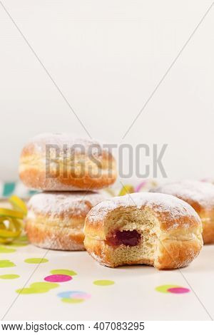 Berliner Pfannkuchen, A Traditional German Donut Like Dessert Made From Sweet Yeast Dough Fried In F