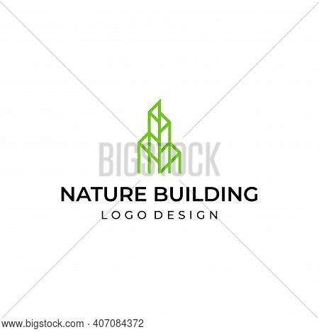 A Modern And Unique Logo, A Combination Of A Building Or Apartment With Leaves.
Eps 10, Vector.