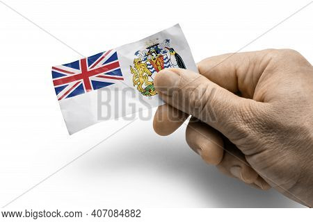 Hand Holding A Card With A National Flag The British Antarctic Territory