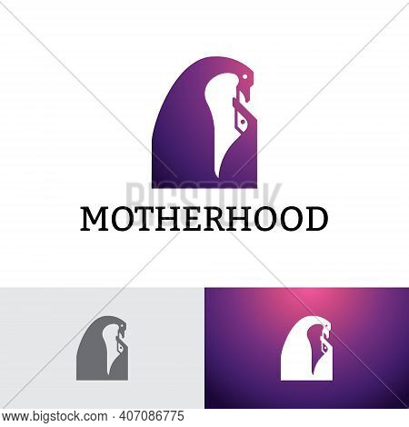 Motherhood Penguin Mother Child Love Logo Template