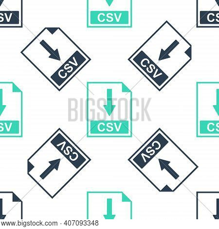 Green Csv File Document Icon. Download Csv Button Icon Isolated Seamless Pattern On White Background