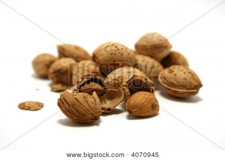 Almonds Isolated On Qhite Backgrond