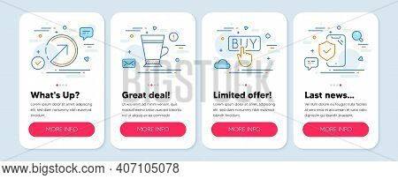 Set Of Line Icons, Such As Direction, Latte, Buying Symbols. Mobile Screen App Banners. Phone Insura