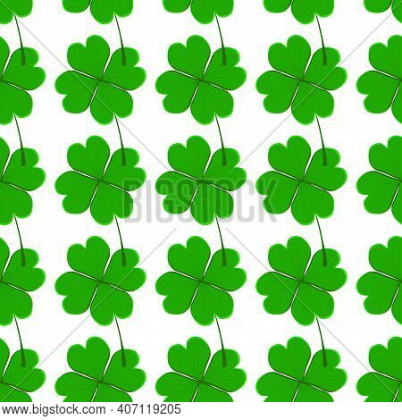 Illustration On Theme Irish Holiday St Patrick Day, Seamless Green Shamrock Clover. Pattern St Patri