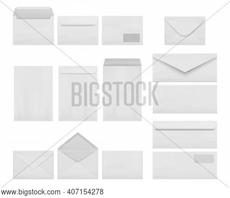 Envelopes Collection. Business Correspondence Letters Realistic Mockup A4 Printing Stationery Decent