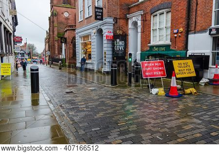 Chester; Uk: Jan 29, 2021: A System Of Anti Terrorism Bollards Has Been Installed On Some Streets In
