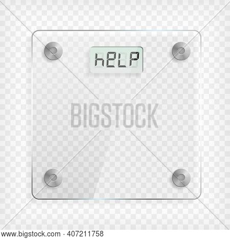 Transparent Square Glass Scale. See Through Plastic Banner With Reflection, Mounts And Shadow On Gre