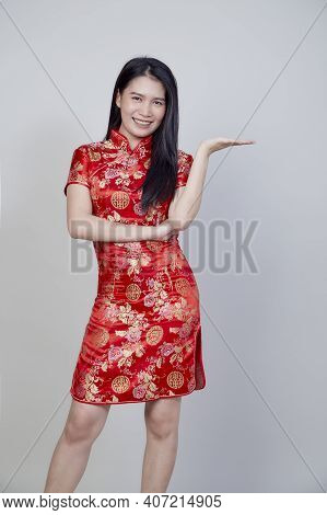 Asian Woman Wearing Traditional Cheongsam Qipao