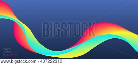 Vector Abstract, Futuristic, Digital Background In Mood-boosting Colours. Swirling Waves With A Tran