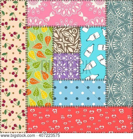 Patchwork Seamless Pattern. Vector Stock Illustration.