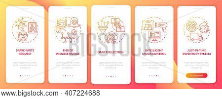 M2m Communication Kinds Onboarding Mobile App Page Screen With Concepts. Stock Control, Data Collect