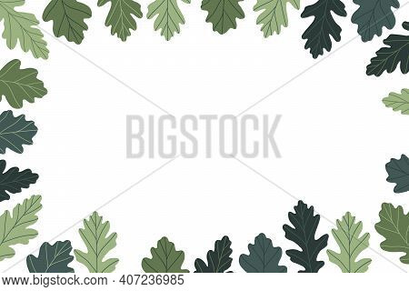 Floral Frame With Colorful Exotic Branches On White Background. Ornate Border With Tropic Leaves. Ve