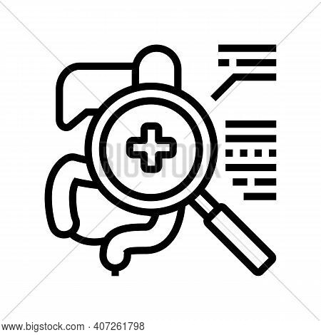 Examining Digestion System Line Icon Vector. Examining Digestion System Sign. Isolated Contour Symbo