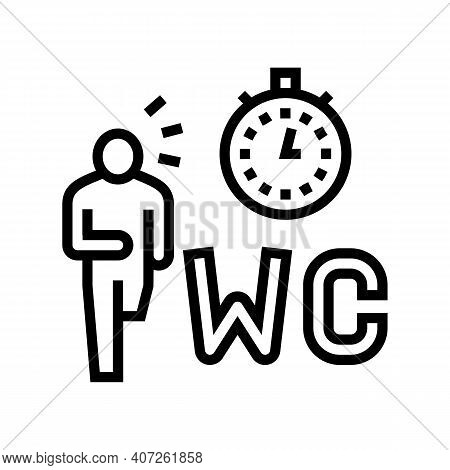 Diarrhea Digestion System Problem Line Icon Vector. Diarrhea Digestion System Problem Sign. Isolated