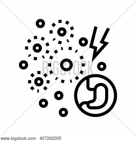 Infection Digestion System Line Icon Vector. Infection Digestion System Sign. Isolated Contour Symbo