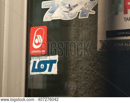Belgrade, Serbia - December 9, 2018: Airberlin Logo On A Damaged Sticker On Their Local Reseller For