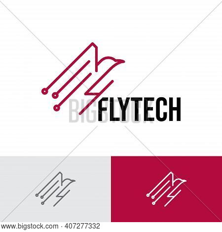 Eagle Bird Flying Circuit Electronic Technology Logo Template