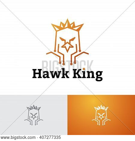 Eagle Hawk Bird King Golden Crown Logo Template