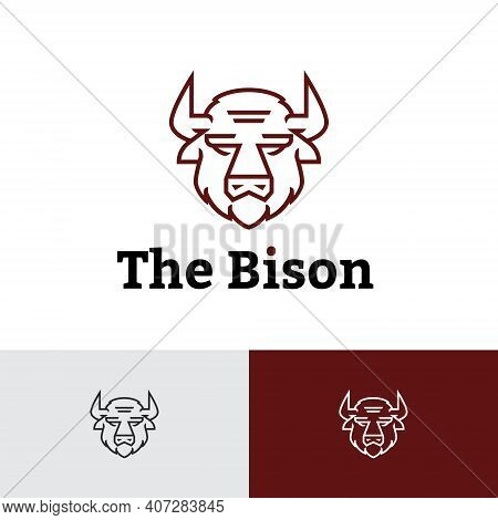 Great Bison Head Monoline Style Modern Logo