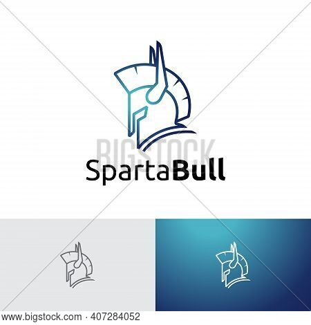 Sparta Bull Horn Monoline Style Simple Logo