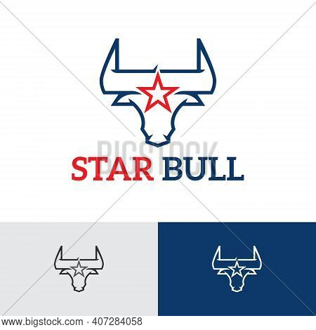 Star Bull Head Monoline Style Abstract Logo Template