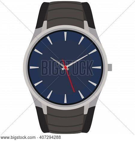 Quartz Wristwatch Accessory With Steel Strap Vector