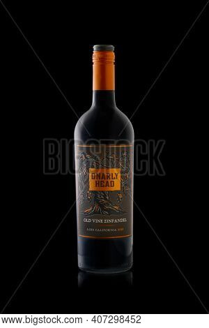 TORONTO, CANADA â January 26, 2021: Gnarly Head wine from Northern California, grown in the head-trained, spur-pruned method for over a century.