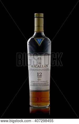 TORONTO, CANADA â January 26, 2021: The Macallan Double Cask 12 Years Old is popular American whiskey.