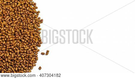 Buckwheat Tea On A White Background Copy Space. Isolate. Buckwheat Tea Close-up Macro Photography. S