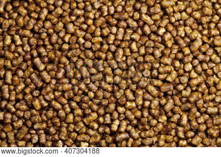 Buckwheat Tea Background Close-up Macro Photography. Top View. Copy Space. Scattered Buckwheat Tea P