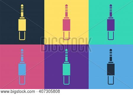 Pop Art Audio Jack Icon Isolated On Color Background. Audio Cable For Connection Sound Equipment. Pl