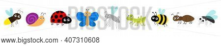 Grasshopper, Fly, Firefly, Ant, Mosquito, Bee Bumblebee, Butterfly, Snail Cochlea, Lady Bug Ladybird