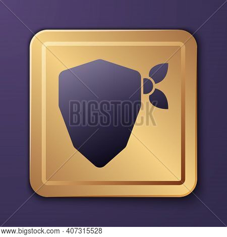 Purple Vandal Icon Isolated On Purple Background. Gold Square Button. Vector