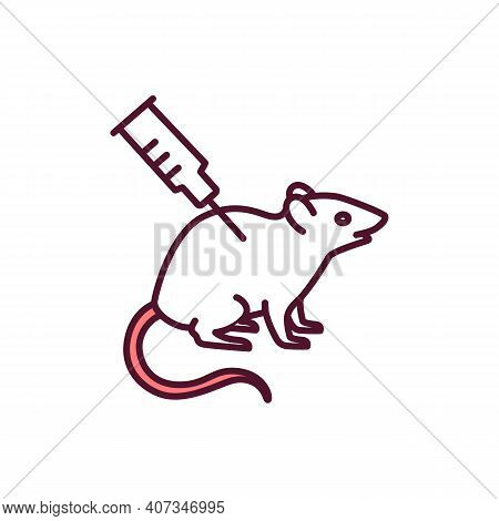 Animal Testing Rgb Color Icon. Injecting Laboratory Rat. Harmful Pharmaceutical Experiment. Chemical