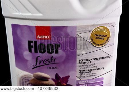 Sano Floor Fresh Flooring Cleaner Detergent Isolated On Black In Bucharest, Romania, 2021