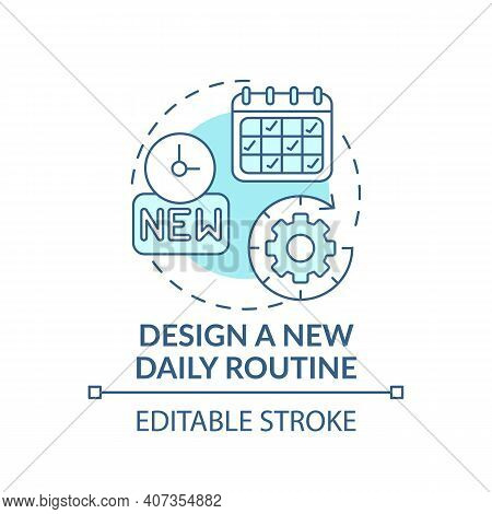 Design Of New Daily Routine Concept Icon. Lifestyle Change For New Work. Break Bad Habits Idea Thin 